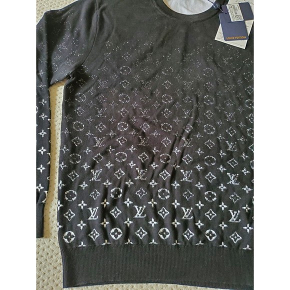 NWT Authentic Louis Vuitton Monogram Degrade Crew neck Sweater BLACK XL, 1A8A1R - Picture 2 of 8